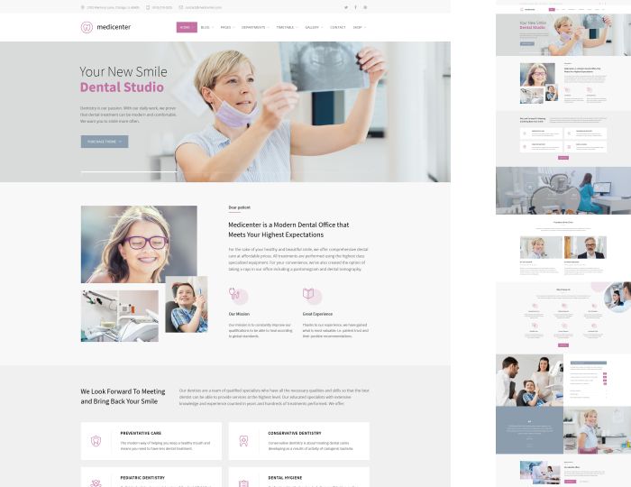 Clinic and dental website design example
