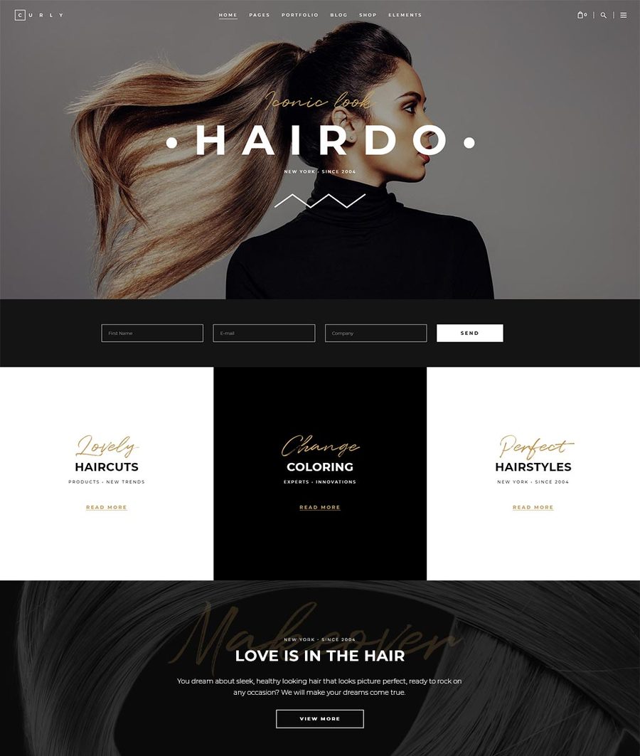 Hair salon website design example